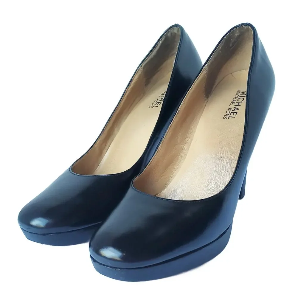 Michael Kors Black Classic Leather Platform Pumps